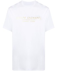 T-shirt à col rond imprimé blanc Armani Exchange