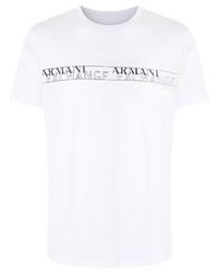 T-shirt à col rond imprimé blanc Armani Exchange