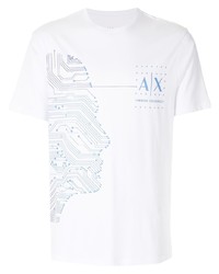 T-shirt à col rond imprimé blanc Armani Exchange