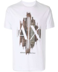 T-shirt à col rond imprimé blanc Armani Exchange