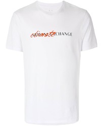 T-shirt à col rond imprimé blanc Armani Exchange