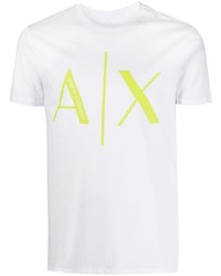 T-shirt à col rond imprimé blanc Armani Exchange