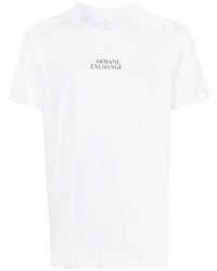 T-shirt à col rond imprimé blanc Armani Exchange