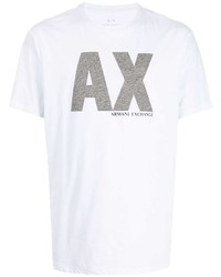 T-shirt à col rond imprimé blanc Armani Exchange