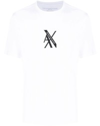 T-shirt à col rond imprimé blanc Armani Exchange