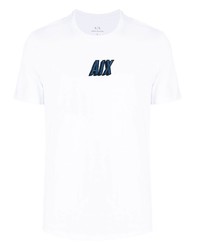 T-shirt à col rond imprimé blanc Armani Exchange