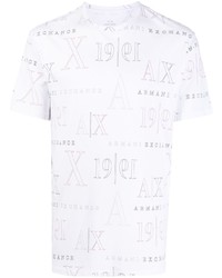 T-shirt à col rond imprimé blanc Armani Exchange