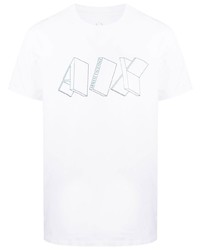 T-shirt à col rond imprimé blanc Armani Exchange