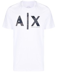 T-shirt à col rond imprimé blanc Armani Exchange