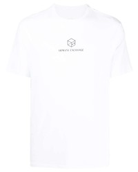 T-shirt à col rond imprimé blanc Armani Exchange