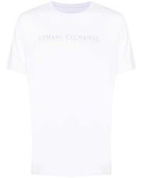 T-shirt à col rond imprimé blanc Armani Exchange