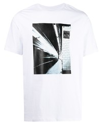 T-shirt à col rond imprimé blanc Armani Exchange