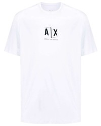 T-shirt à col rond imprimé blanc Armani Exchange