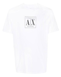 T-shirt à col rond imprimé blanc Armani Exchange