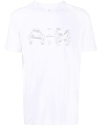 T-shirt à col rond imprimé blanc Armani Exchange