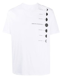 T-shirt à col rond imprimé blanc Armani Exchange