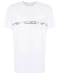 T-shirt à col rond imprimé blanc Armani Exchange