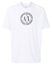 T-shirt à col rond imprimé blanc Armani Exchange