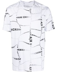 T-shirt à col rond imprimé blanc Armani Exchange