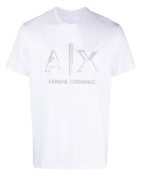 T-shirt à col rond imprimé blanc Armani Exchange