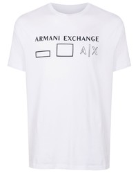 T-shirt à col rond imprimé blanc Armani Exchange