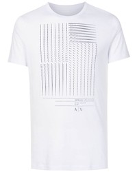 T-shirt à col rond imprimé blanc Armani Exchange