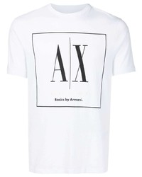 T-shirt à col rond imprimé blanc Armani Exchange