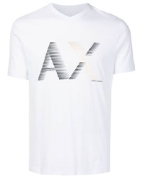 T-shirt à col rond imprimé blanc Armani Exchange