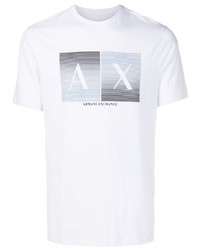 T-shirt à col rond imprimé blanc Armani Exchange