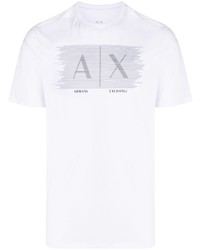 T-shirt à col rond imprimé blanc Armani Exchange