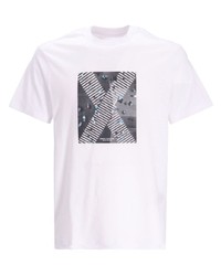 T-shirt à col rond imprimé blanc Armani Exchange