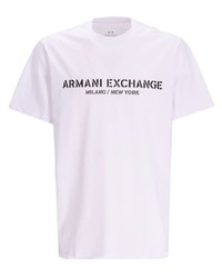 T-shirt à col rond imprimé blanc Armani Exchange