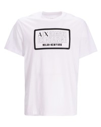 T-shirt à col rond imprimé blanc Armani Exchange