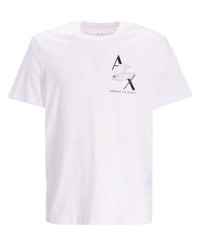 T-shirt à col rond imprimé blanc Armani Exchange