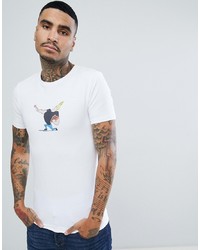 T-shirt à col rond imprimé blanc ASOS DESIGN