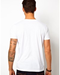 T-shirt à col rond imprimé blanc Asos