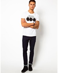 T-shirt à col rond imprimé blanc Asos