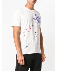 T-shirt à col rond imprimé blanc Raf Simons