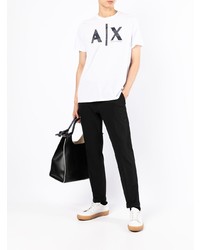 T-shirt à col rond imprimé blanc Armani Exchange