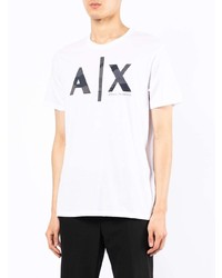 T-shirt à col rond imprimé blanc Armani Exchange