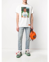 T-shirt à col rond imprimé blanc Heron Preston