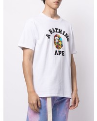 T-shirt à col rond imprimé blanc A Bathing Ape