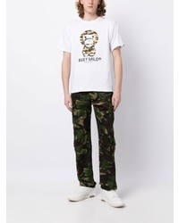 T-shirt à col rond imprimé blanc A Bathing Ape