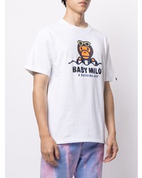 T-shirt à col rond imprimé blanc A Bathing Ape