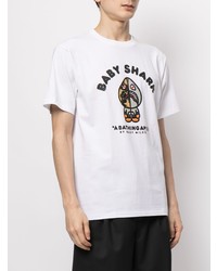 T-shirt à col rond imprimé blanc A Bathing Ape