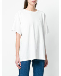 T-shirt à col rond imprimé blanc MM6 MAISON MARGIELA