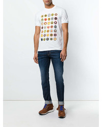 T-shirt à col rond imprimé blanc DSQUARED2