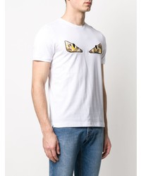 T-shirt à col rond imprimé blanc Fendi