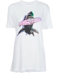 T-shirt à col rond imprimé blanc Baja East