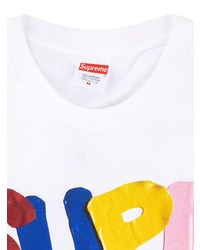 T-shirt à col rond imprimé blanc Supreme